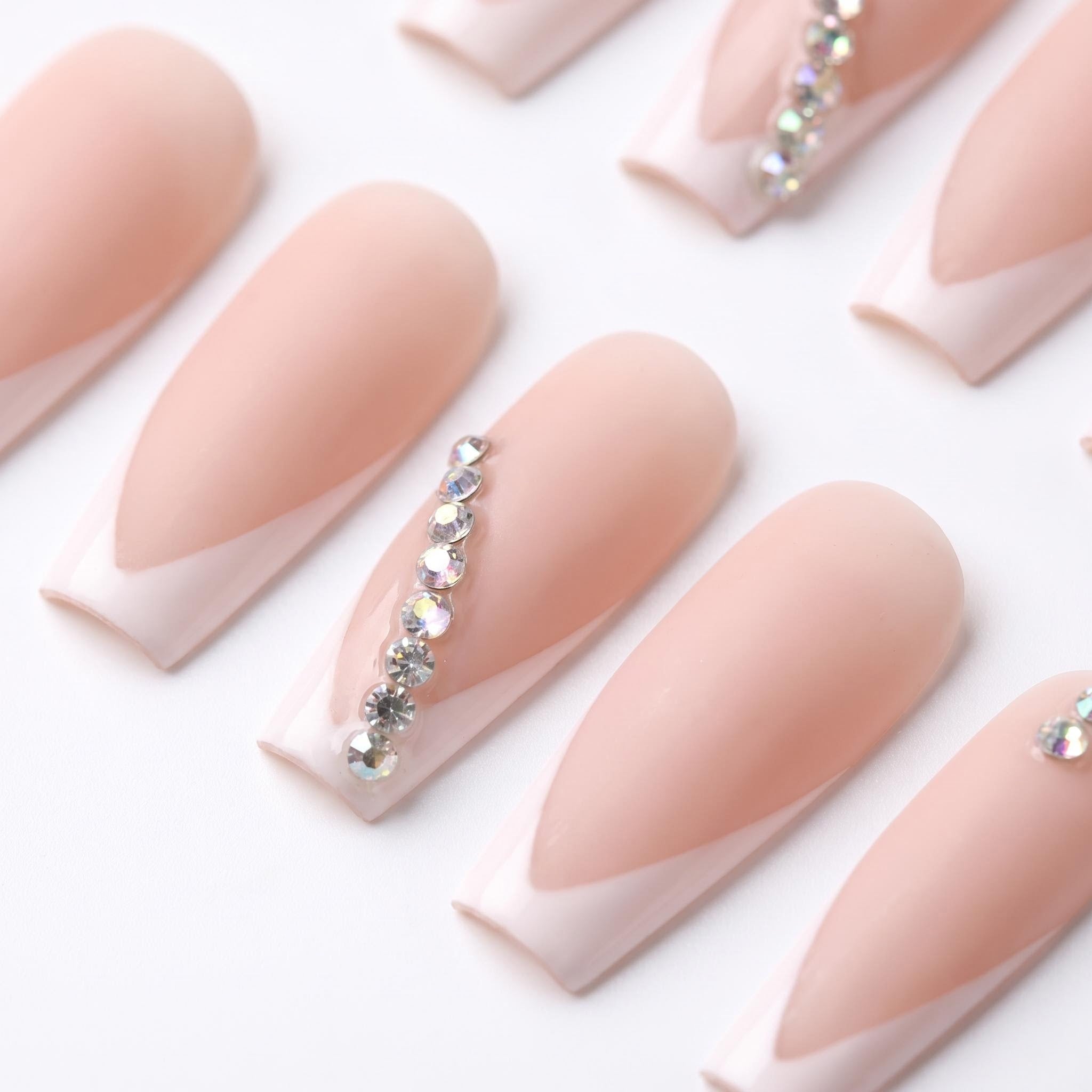 59 Nude Rhinestone Long