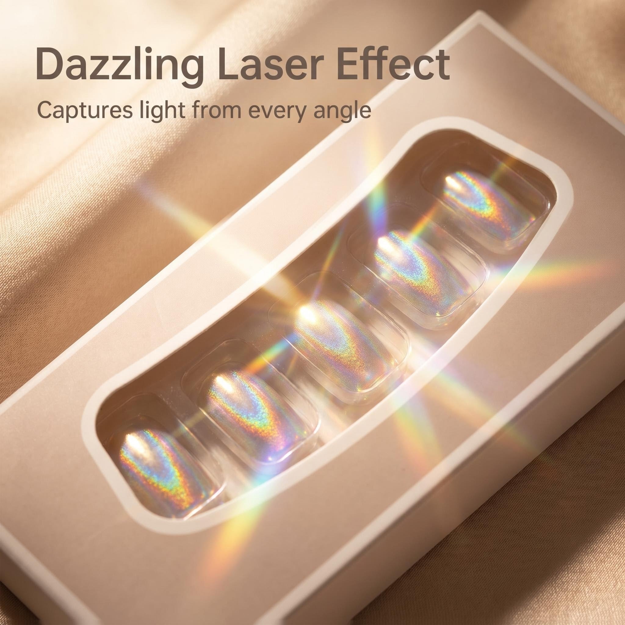 1419 Nude Holographic Iridescent Press On Nails Set