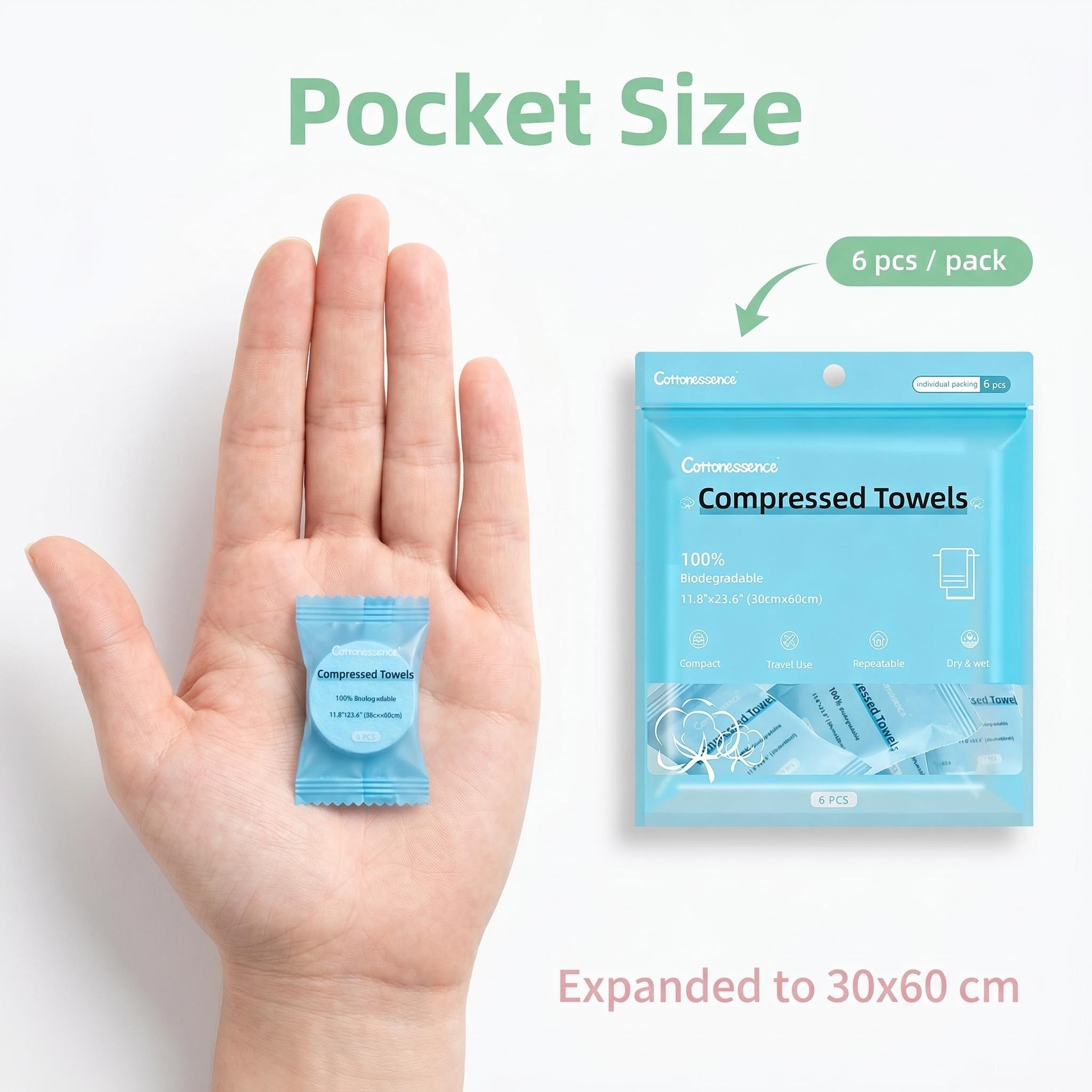6 PCS Compressed Towels