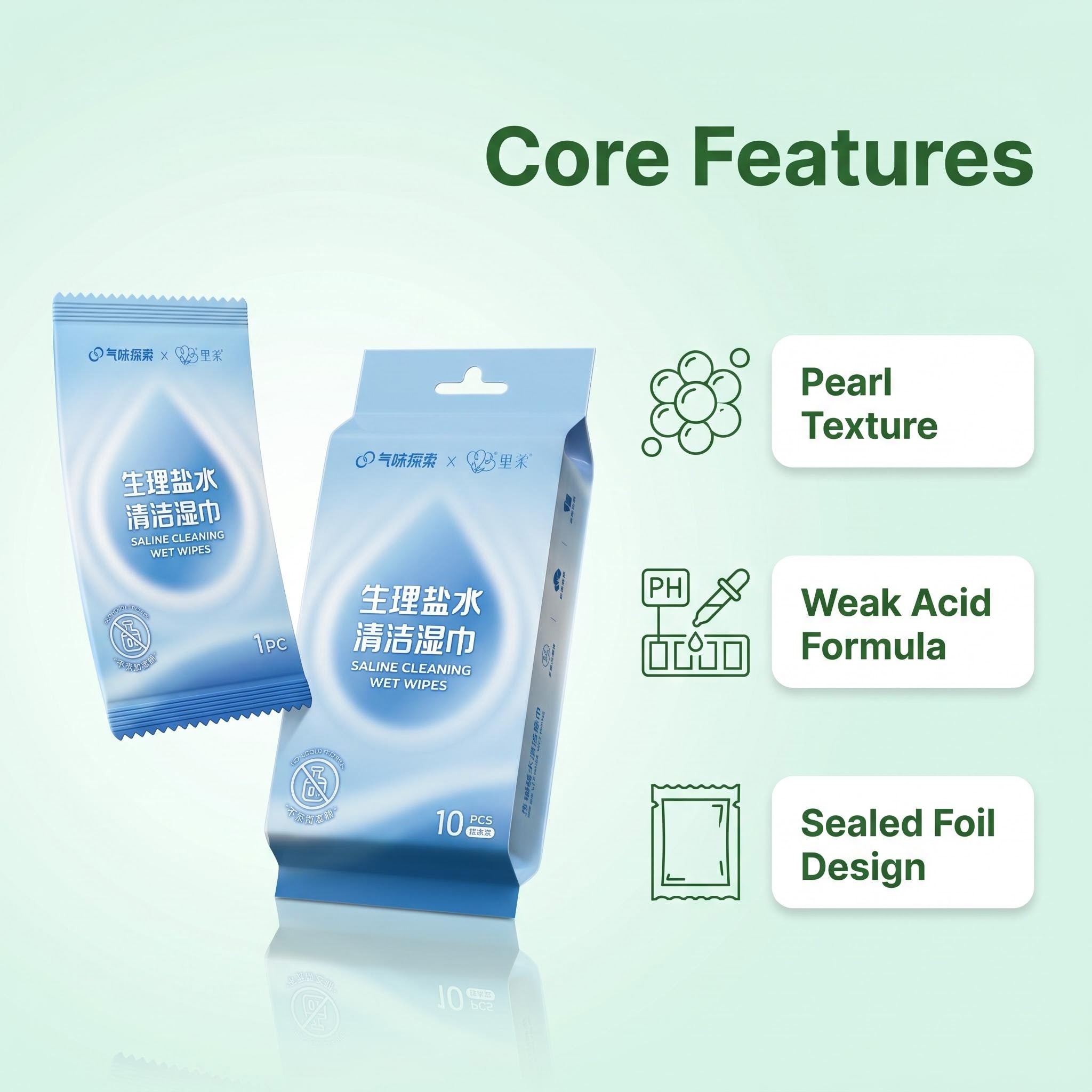 Individually Wrapped Physiological Saline Cleansing Wet Wipes
