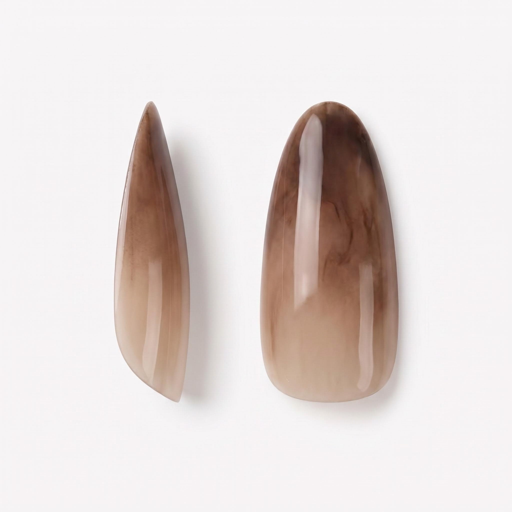 2257 24Pcs Long Almond Brown Milk Gradient