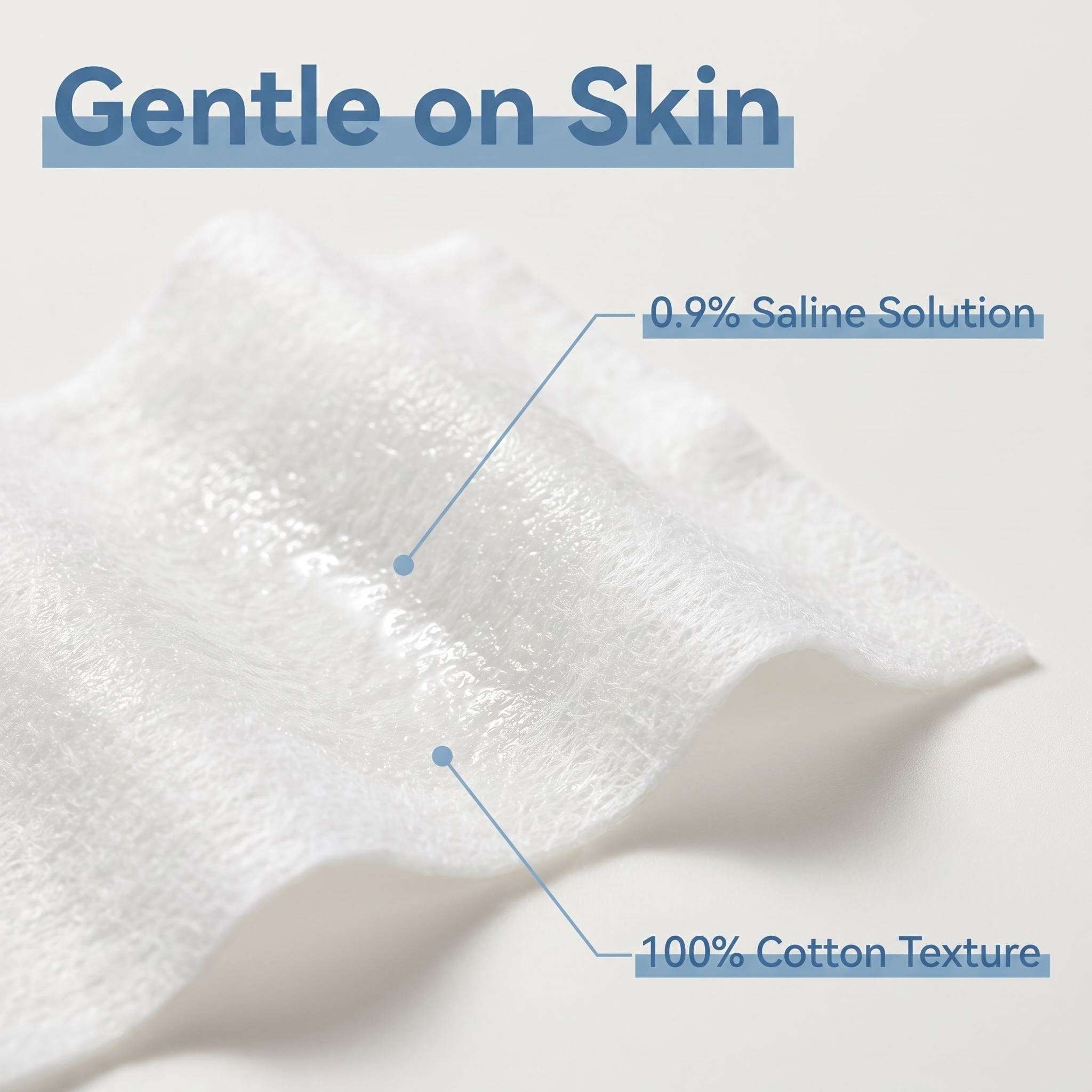 Individually Wrapped 0.9% Saline Pure Cotton Wipes